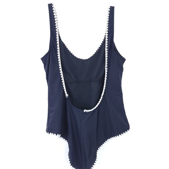 Mossimo One Piece Swimsuit XL Black Cream Piping Scoopneck Back Scoop - Picture 2 of 6